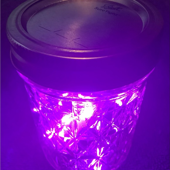 PINK 1/2 PINT MASON JAR w/ LED FAIRY-LIGHTS/HANDMADE/NWT - Picture 5 of 12